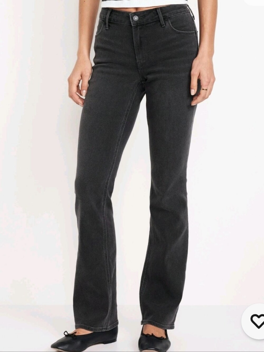 Old Navy Women Mid-Rise Washed Black Wow Boot-Cut Jeans, Size 14